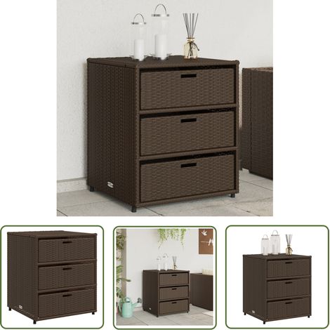 The Living Store Armoire de rangement de jardin marron 55x59x69cm résine tressée - Coffre De Jardin - Rangement Exterieur - Mobilier De Jardin - Armoire De Jardin - Coffre De Rangement (1/5)
