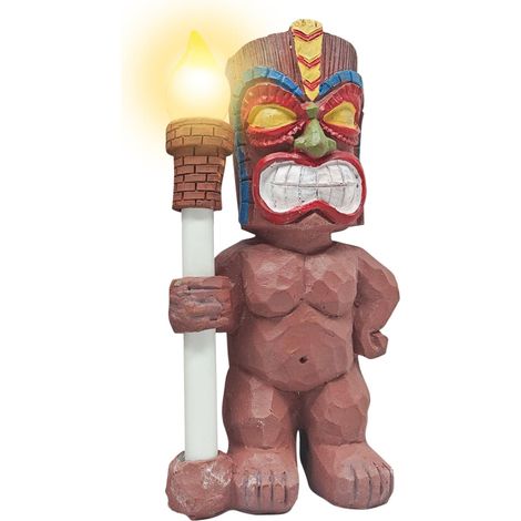 Statue Hawaii avec Lanterne Solaire, Décor de Jardin Statue Extérieure (1/5)