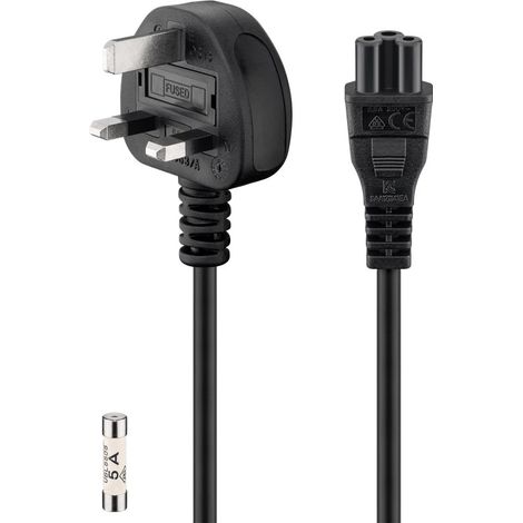 Anschlusskabel UK, 1,8 m, schwarz, (30,75 mm²), UK 3-Pin-Stecker (Typ G, BS 1363) Gerätebuchse C5. Kabellänge 1.8 m (1/5)