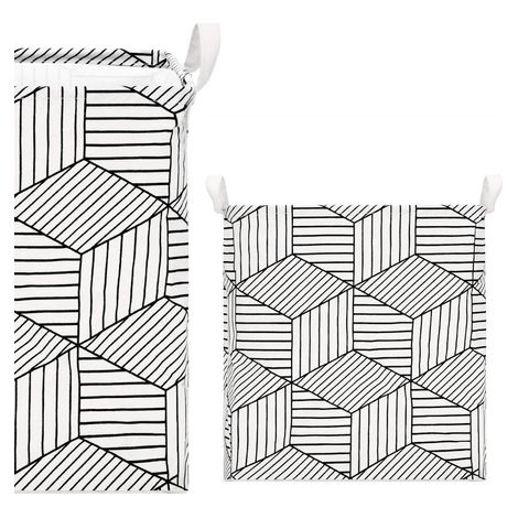 Cesto para almacenar contenedor de juguetes, ropa blanco-negro.