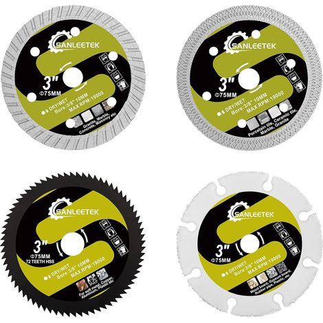 75mm 4pcs Diamond Discs for Porcelain Ceramic Metal Boards Flexible Plastic Angle Grinder with 10mm Hole (1/5)