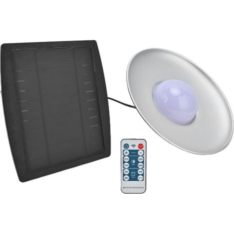 Lustre solaire en aluminium avec télécommande, 4 niveaux de couleur et intensité variable, idéal pour une lampe de porche à domicile ou un bureau. (1/5)
