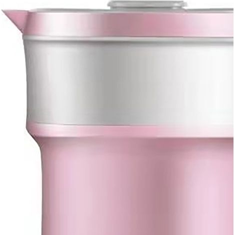 Bouilloire électrique pliable 110-220 V, 800 W, en silicone, portable, avec thermostat intégré, prise européenne standard, rose, taille unique. (1/5)