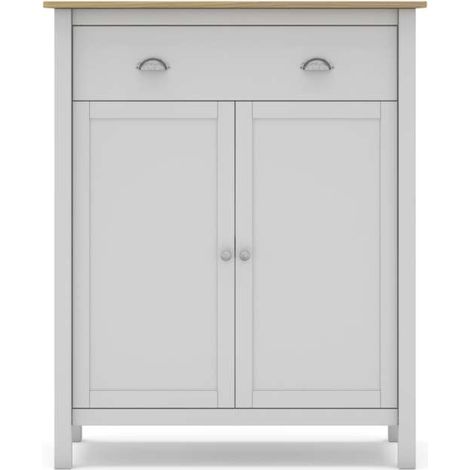 Mueble auxiliar 2 puertas 1 cajón modelo Miguel acabado blanco/roble. 110cm(alto) 90cm(ancho) 40cm(prof). (1/4)