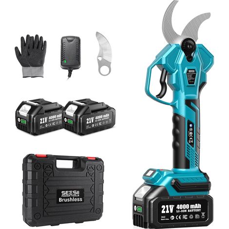 SEESII Akku Astschere 40 mm – Elektrische Gartenschere mit 2 4000 mAh Akkus, SK5-Klinge, Bürstenlosem Motor, LCD-Anzeige, Für Obstgärten, Landschaftspflege und Professionelle Gartenarbeiten, CS440 (1/5)
