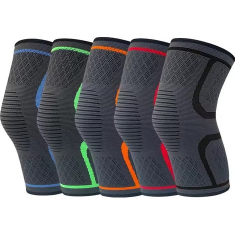 5 pares de rodilleras deportivas - antideslizantes - transpirables y finas - nailon de colores - para exteriores - unisex - para correr - baloncesto - fitness (1/3)