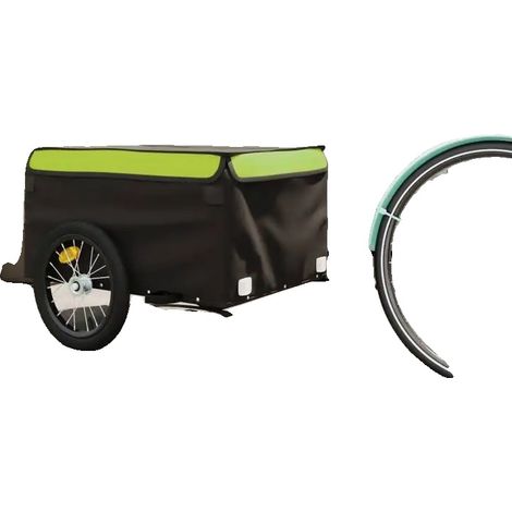 Remorque à vélo, cadre en fer solide, charge maximale 45 kg, dimensions globales 124 × 62,5 × 52 cm, diamètre de roue 34 cm, design compact pliable (1/5)