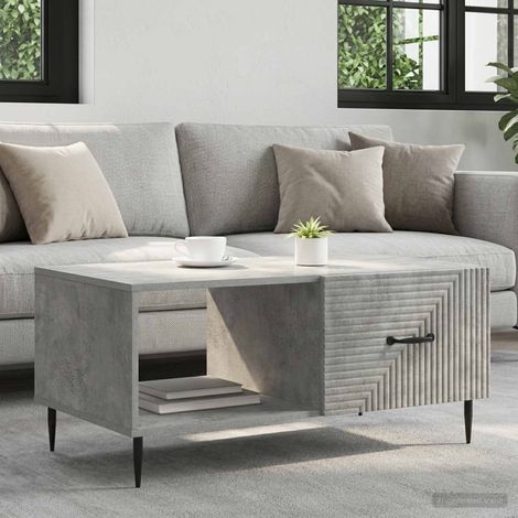 Table basse avec rangements en bois d’ingénierie Gris béton 90 x 50 x 40 cm - PANGIVO (1/5)