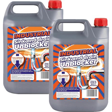 2 x 5 Litre Heavy Duty Sink & Drain Unblocker