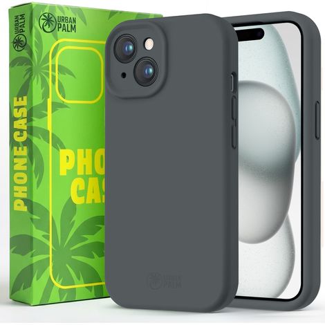 Funda UrbanPalm para iPhone 15, de silicona, compatible con MagSafe, color gris granito. (1/5)