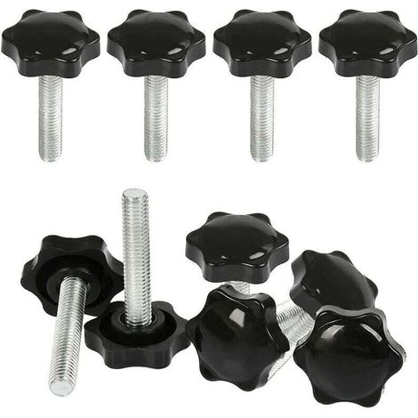 10Pcs M8 X 40mm Knurled Head Screws, Threaded Hand Knob Star Nut M8 Thread Clamping Bolt with Nut, Thread Clamping Knobs with Handle.