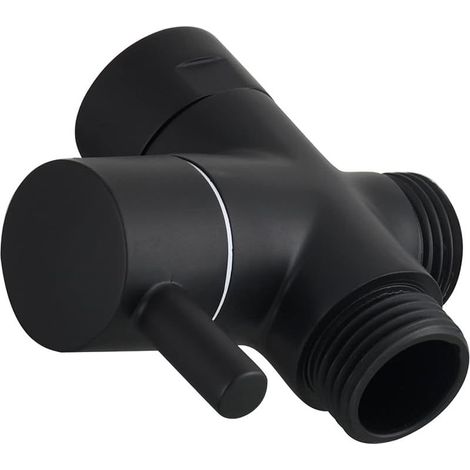 Vanne 3 Voies en Laiton Vanne d'Arret G 1/2 Robinet d'Arret pour Douchette Douche Salle de Bain, Noir, DSF007C (1/5)