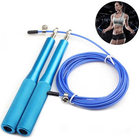 Corde à Sauter - Câble Acier Revêtu Silicone - Roulements Doubles 360° - Réglable en Longueur - Pour Adultes et Enfants - 1 Pièce (1/5)