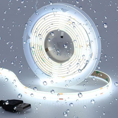 x 2M COB LED Strip, 320 LEDs/M, Cool White 6000K, IP65 Waterproof, USB Powered, for TV Decoration (1/5)