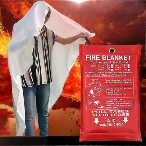 Couverture anti-feu de survie d'urgence - Abri et protection de sécurité 2x2m (1/5)