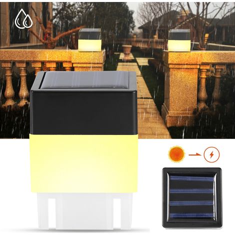 Lampe carrée LED blanc chaud à énergie solaire pour clôture de jardin et décoration extérieure (1/5)