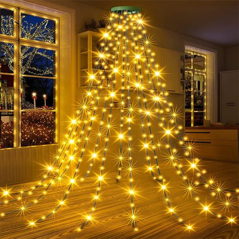 Guirlande Lumineuse Sapin Noël, 2M 280 LED Guirlande Lumineuse Arbre Noel avec 8 Modes , Ilumineuse de sapin de Noël Impermable pour coration Sapin de Noël - Blanc chaud