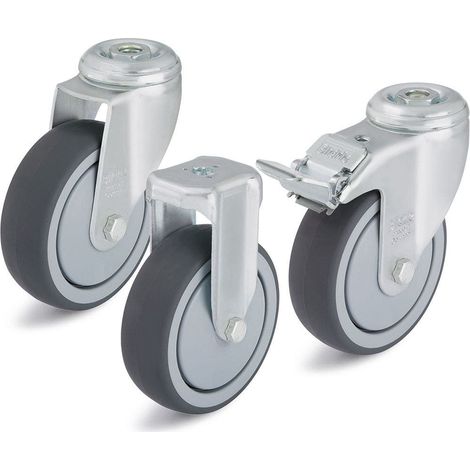 Roue de guidage avec blocage LRA-TPA 75G-FI, Charge 75 kg roue diam. 75 mm, trou arriere diam. 11 mm