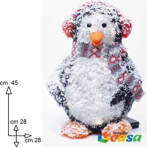 Pinguino bianco e nero per Decorazioni natalizie con luci da vetrina negozi 45cm (1/5)