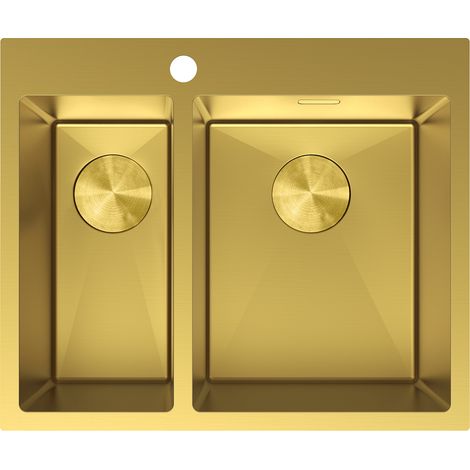 Mexen Flexo lavello in acciaio 1,5 vasche 610 x 510 mm, oro - 6446611500-55 (1/5)
