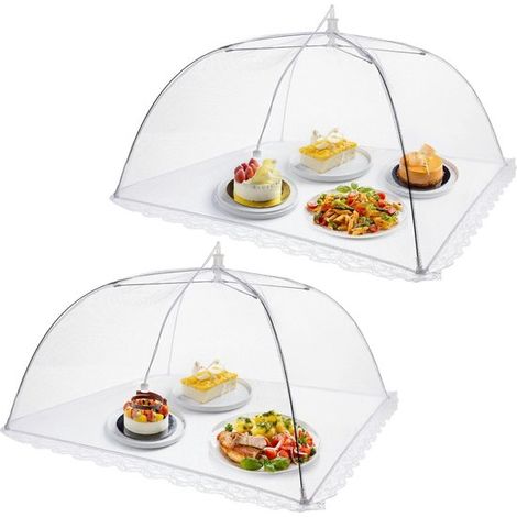 Lot de 2 bonnets anti-mouches pliables avec filet de protection, 35 x 35 x 22 cm, pour barbecue, pique-nique et intérieur, protection contre mouches et guêpes (1/5)