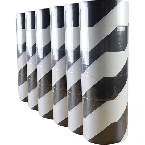 Hazard Warning Marking Tape, Black and White PVC Floor Marking Tape, 50mm x 32m, 36 Rolls (1/5)