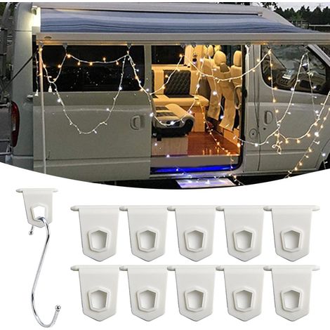 10 pièces en plein air RV auvent cintres crochets en forme de S crochet Kit Camping Camping-Car tente Rail Camping-Car accessoires
