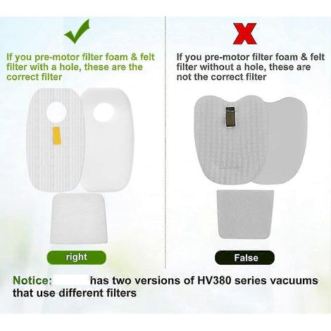 Kit de filtros previos y posteriores de repuesto para Shark Ro-Cket DuoClean HV380 HV381 HV382 HV380 HV381 HV383 HV384Q HV380W() (1/4)