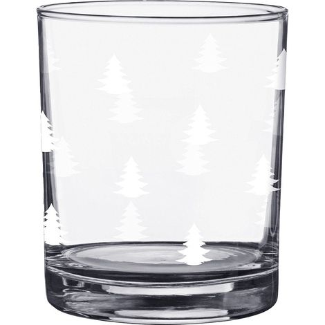 Verre à Eau en Verre 230 ml avec Motifs Sapins de Noël Blancs Style Moderne Ø 7 x 9 cm - PANGIVO