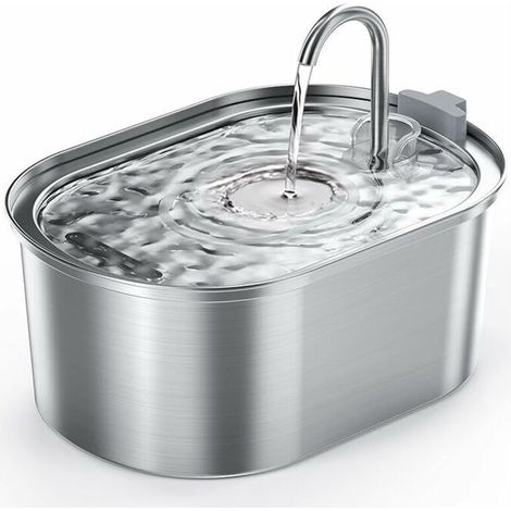Fontaine a Eau Chat en Acier Inoxydable, 3,2L Fontaine à Eau pour Chat Automatique avec Pompe Silencieuse, Conception Passe au Lave-Vaisselle, Convient à Plusieurs Animaux (1/5)