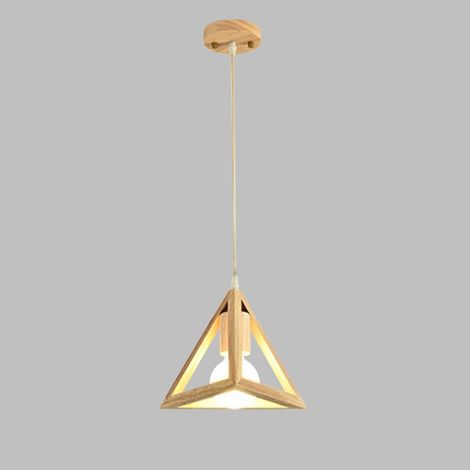 Suspension géométrique en Bois, Lampe Suspendue Triangulaire avec Douilles E27, Lampes à Suspension Creuses, Lustre d'éclairage décoratif de Ferme, plafonniers minimalistes Modernes (1/5)