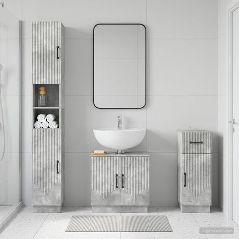 vidaXL 3 Piece Bathroom Cabinet Set HOORN Concrete Grey (1/5)