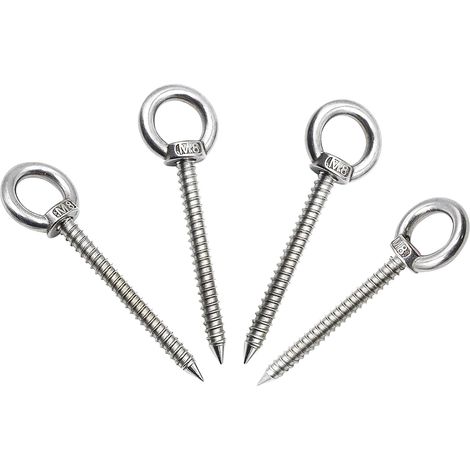 4 Pcs Piton à Visser m8 x 80mm Anneau de Levage Crochet à œillets Robustes (1/5)