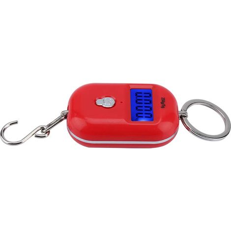 Tragbare Digitalwaage, 25 kg/5 g, Hängewaage für Gepäck, Ultra-Mini-Waage, Gewicht, genaue Hakenwaage, elektronische Waage, LCD-Hintergrundbeleuchtung, Küche, Rot (ohne Batterie)