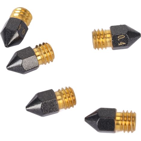 Lot de 5 buses de 0,4 mm revêtues de PTFE, anti-filage, durcies et lissantes, pour imprimantes 3D Ender 3 Pro V2, CR 10, S4 et S5.