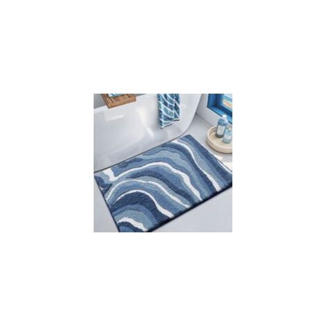 Tappeto in microfibra, altamente assorbente, morbido e soffice, antiscivolo, blu, 50x80 cm - Crezuo