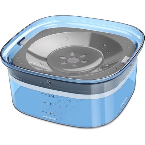 Gamelle d'eau pour chien de 2 L (70 oz) anti-déversement et grande capacité, étanche, avec distributeur d'eau lent et anti-éclaboussures.