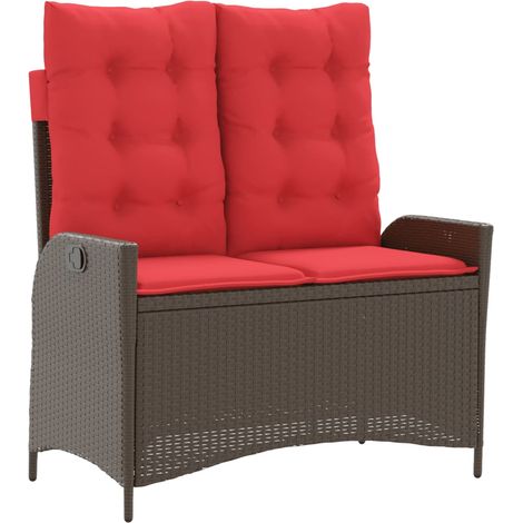 Maison Exclusive - Panca Reclinabile da Giardino con Cuscini Marrone in Polyrattan
