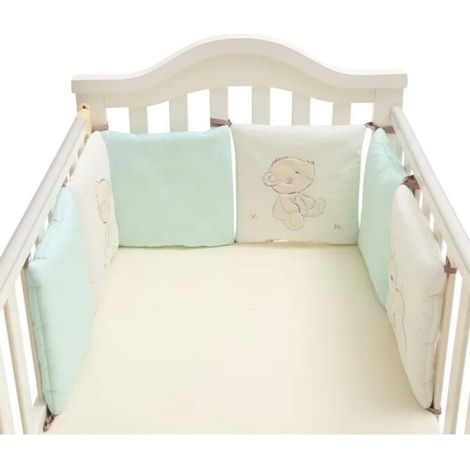 Pare-chocs Pour Lit Bébé - 30x30 Cm - Mélange Coton - Motifs Animaux - Lot De 6 (1/5)