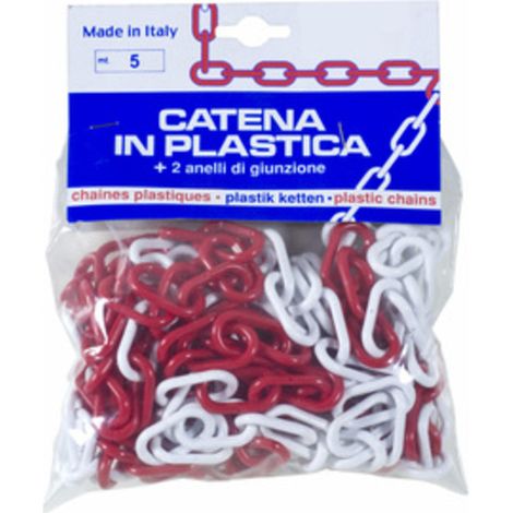 PL CATENA PLASTICA BIANCO ROSSO D 6 MM DA 5 M