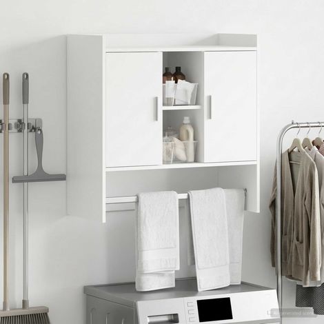 Étagère murale de rangement avec portes en bois d’ingénierie blanc 80 x 36 x 80 cm - PANGIVO (1/5)