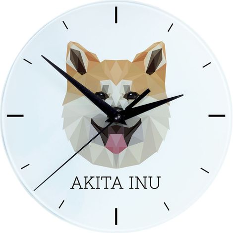 Akita, Akita Inu - orologio da parete geometrico con foto e iscrizione di Art-Dog (1/4)