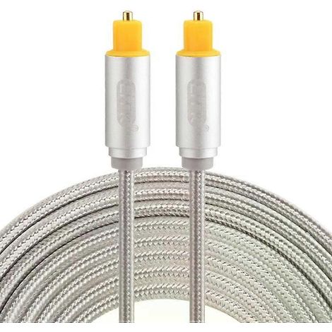 Câble optique numérique Toslink - 5 m, 4 mm, plaqué or, argent (1/5)