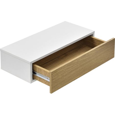 Lot de 2 étagères murales avec comptoir meuble de rangement 50 cm blanc bois (1/3)
