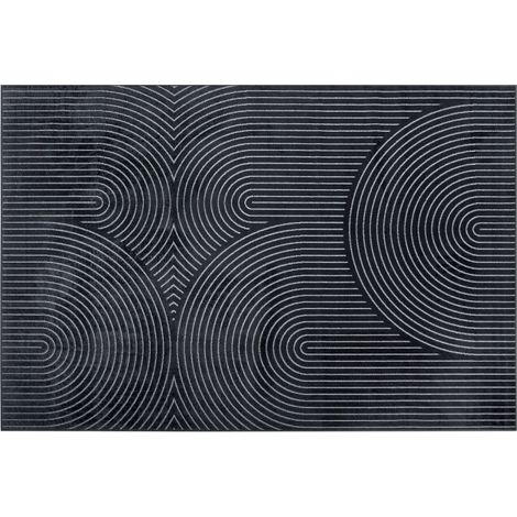 Bricoline – Tapis rectangle 140 x 200 cm viscose relief Géode – Design circulaire moderne – Couleur anthracite – Texture soyeuse et agréable (1/4)