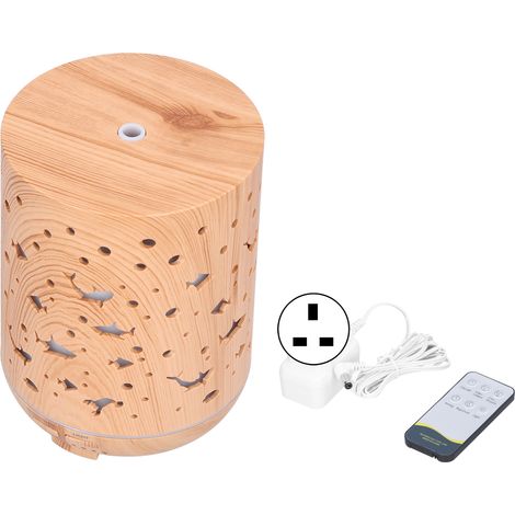 Diffuseur d'aromathérapie 300ml, bois grainé creux, lumière LED colorée, télécommande, silencieux 35db, pour maison bureau, prise UK 100-240V. (1/5)