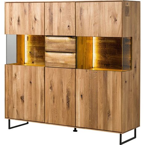 Buffet en bois de Chêne 148x43x144 naturel huilé WIEN 226 (1/3)