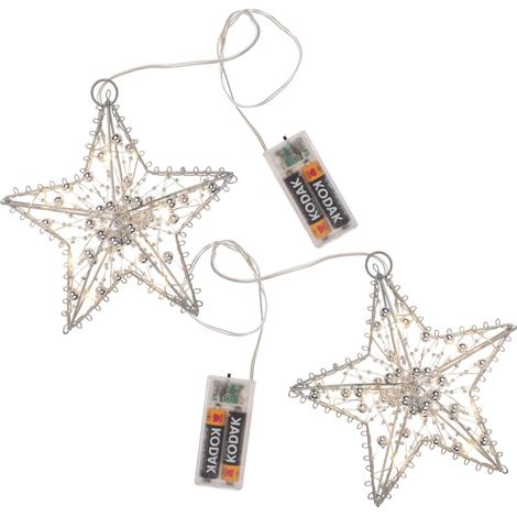 2er Set LED Metall Sterne zum Aufhängen, Batteriebetrieb, Timer (1/5)