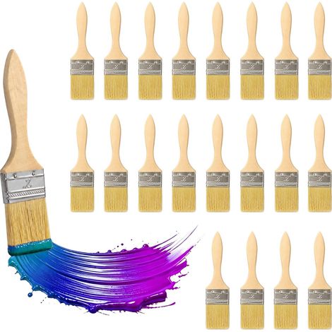 20 Pièces 2 Pouce Pinceaux Plats, Pinceaux Peinture, Pinceau Plat, Pinceau Large pour Murale, DIY (1/5)