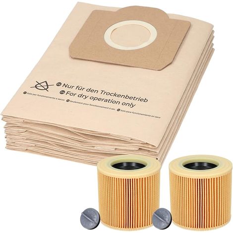 20 bolsas y 2 filtros de polvo para aspiradoras Kärcher WD3 y MV3. Alternativas a las bolsas de aspiradora. (1/5)